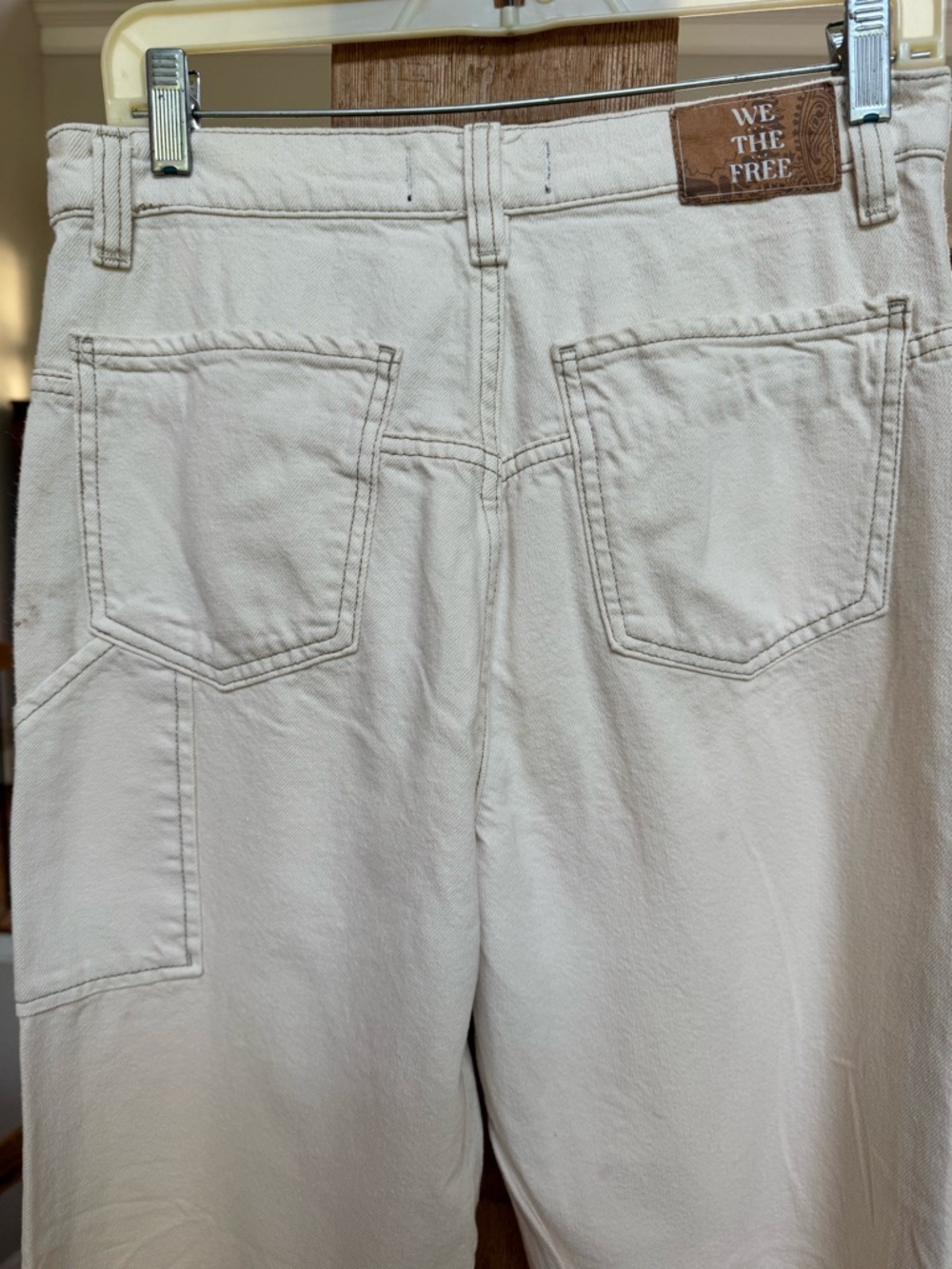 Free People We The Free Cream Ecru Tinsley Baggy Straight Leg Jeans - Picture 4 of 8